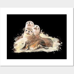 Watercolor Seals Animals Posters and Art